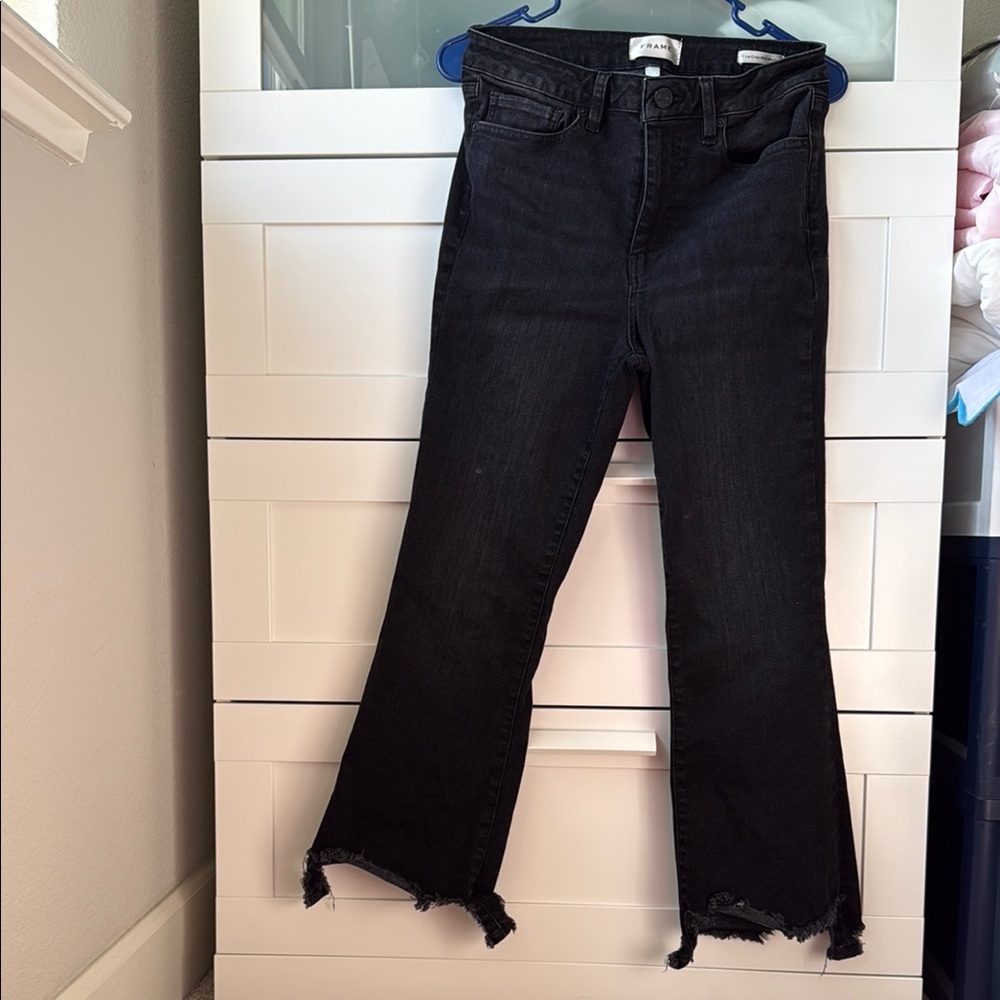 Frame black le crop mini boot jean